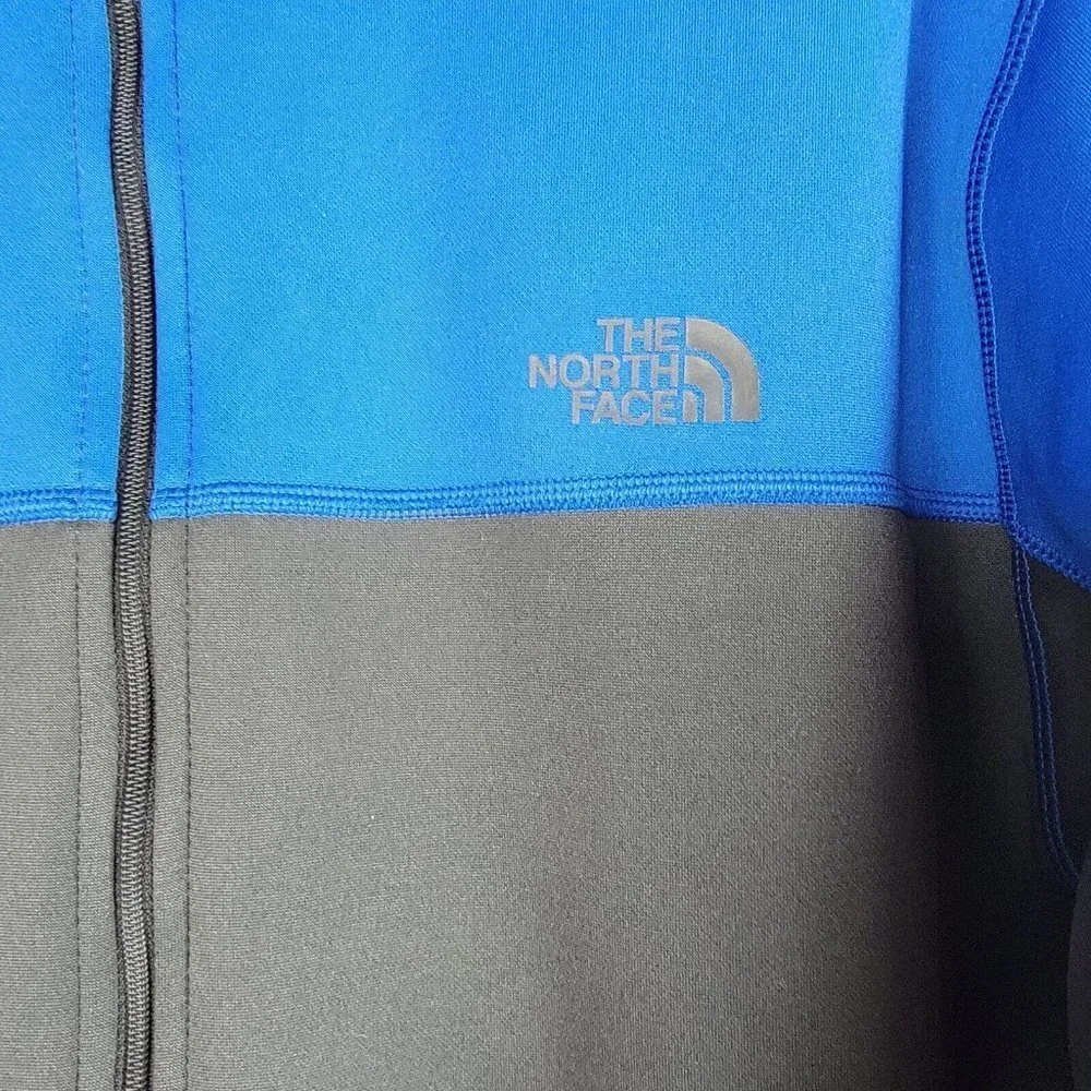 THE NORTH FACE Mens Sun Rise Full Zip Jacket Size Medium Gray Blue Hooded Fleece